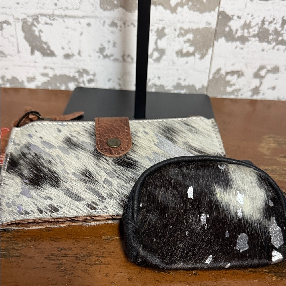 American Darling Black and White Cowhide Wallet Set